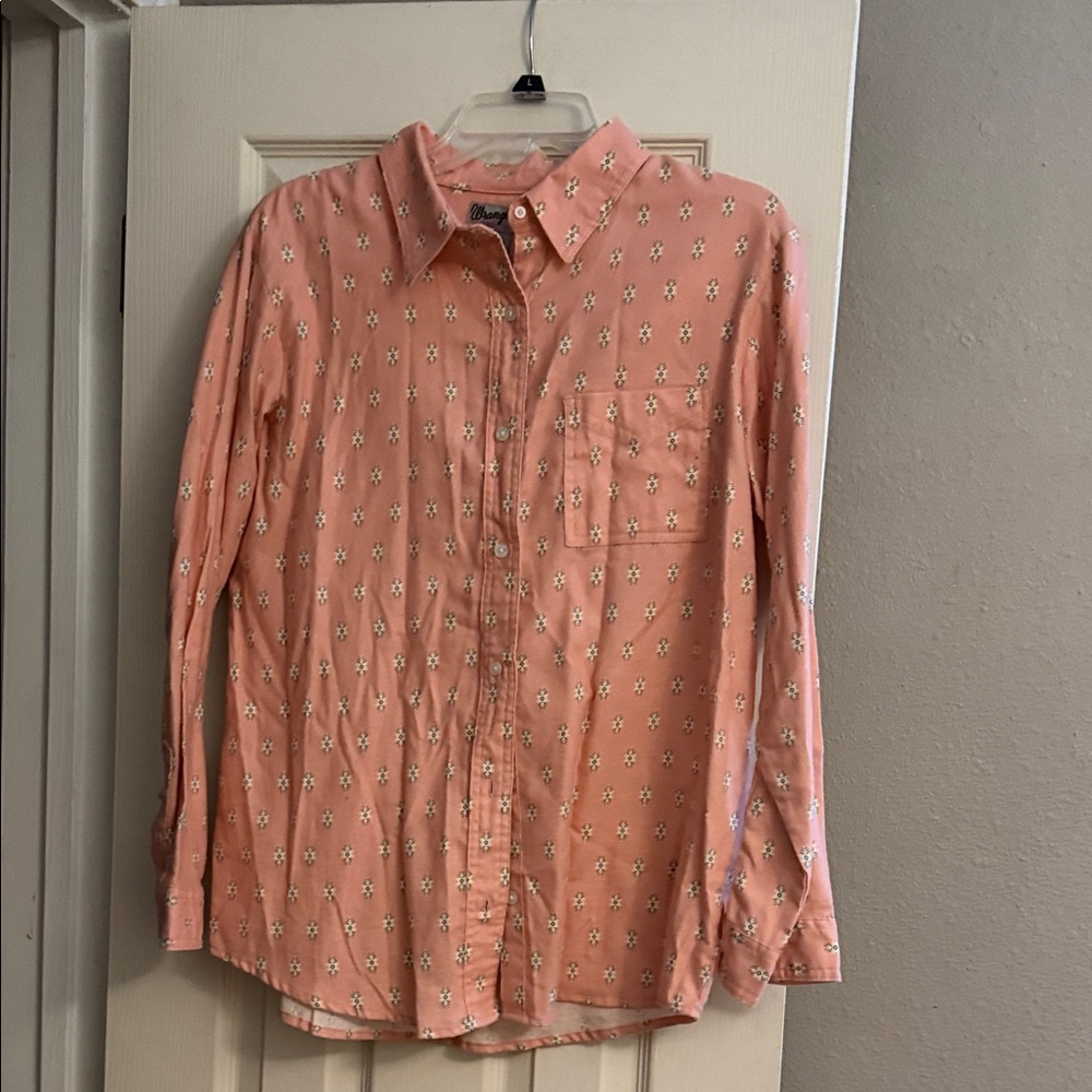 Wrangler Women's Peach Floral Button Down Shirt